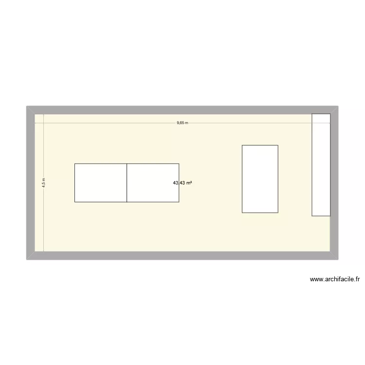 R&eacute;fectoire bis. Plan de 1  et 43 m²
