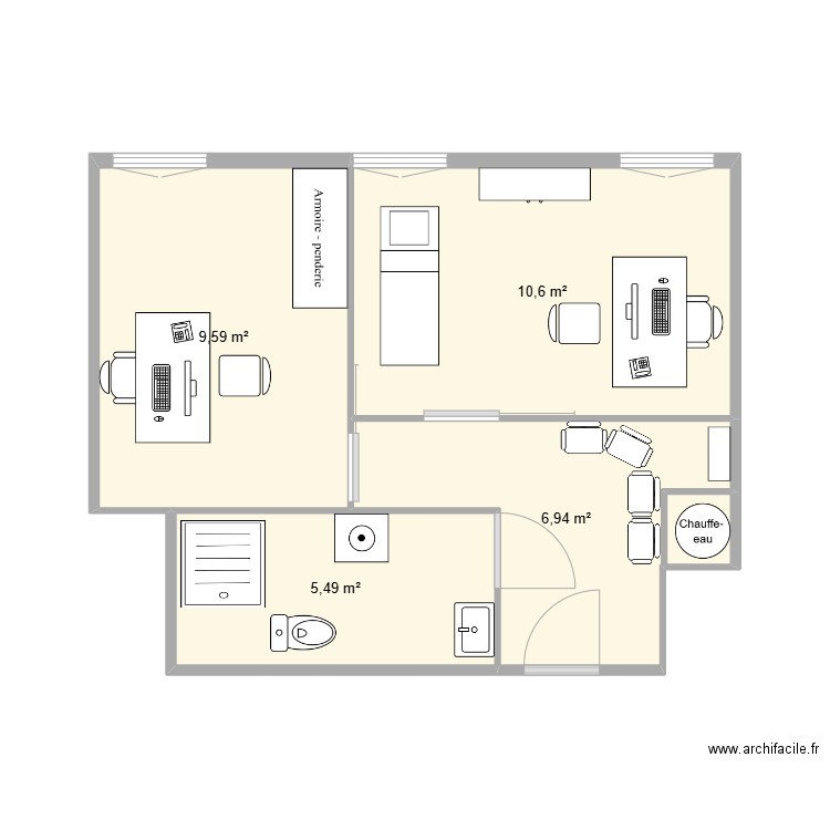 SCI Hallefort. Plan de 4 pièces et 33 m2