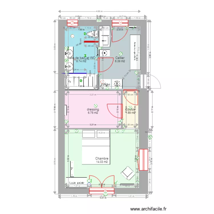 extension 4 pi&egrave;ces 38m hab 22 juin16h. Plan de 