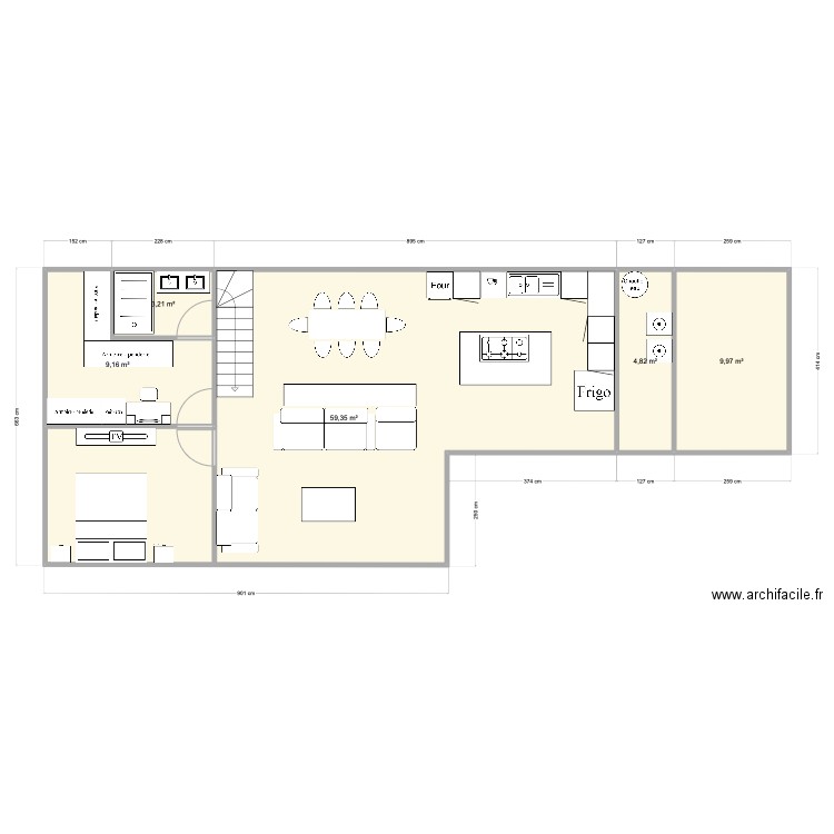 plan charlemagne. Plan de 5 pièces et 87 m2
