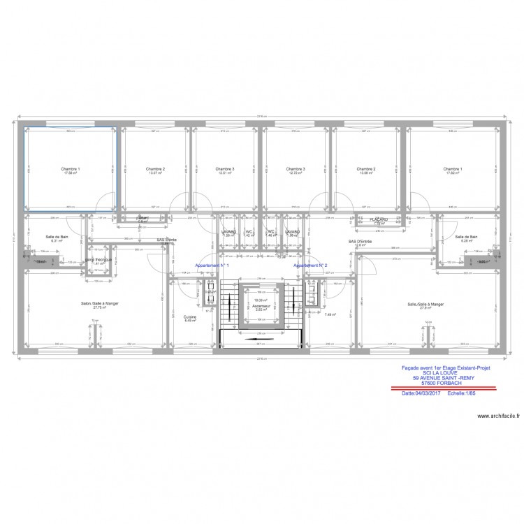 Hocin avent 1 er etage existant projet. Plan de 0 pièce et 0 m2