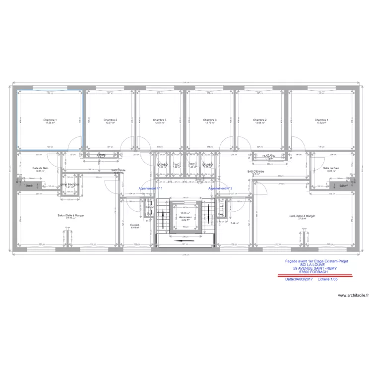 Hocin avent 1 er etage existant projet. Plan de 