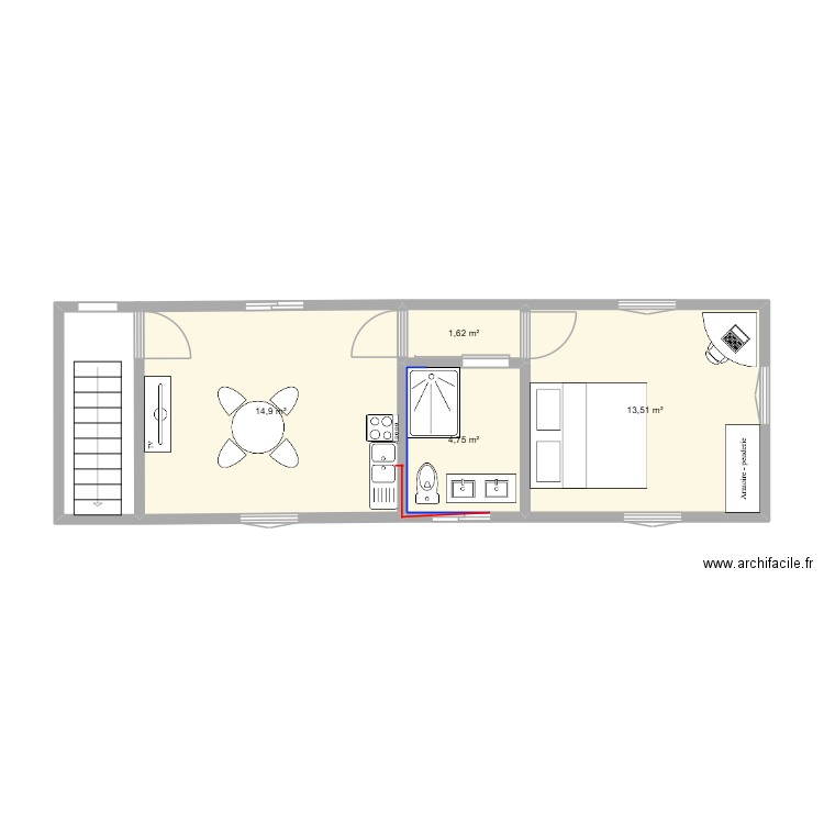 PALANCA 2 BIS. Plan de 4 pièces et 35 m2