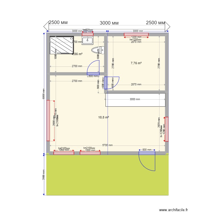 2ка барн двускатка. Plan de 0 pièce et 0 m2