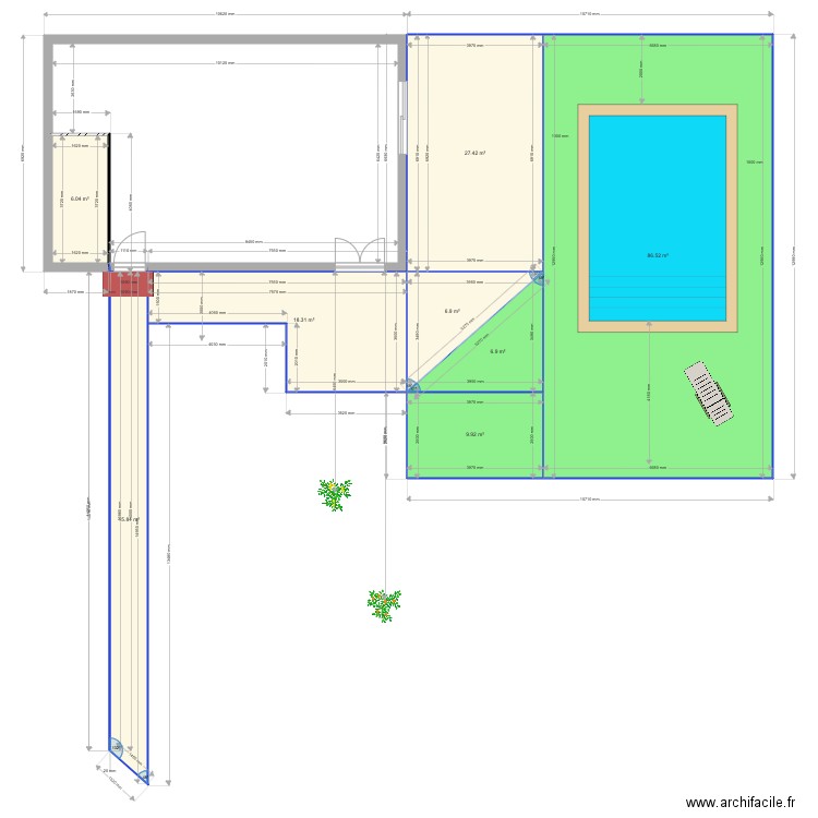 Plan Exterieur terasse avec piscine 6 par 4. Plan de 0 pièce et 0 m2