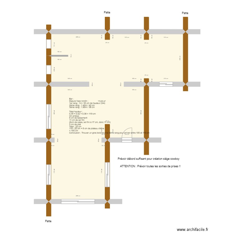 Plan T2.2 centre équestre (1). Plan de 1 pièce et 116 m2