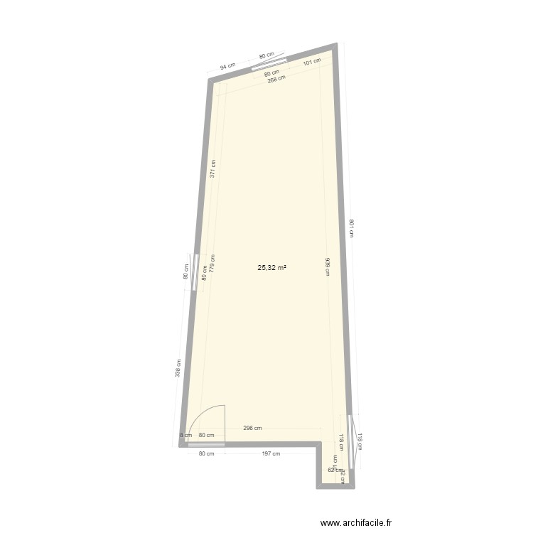 combles. Plan de 1 pièce et 25 m2