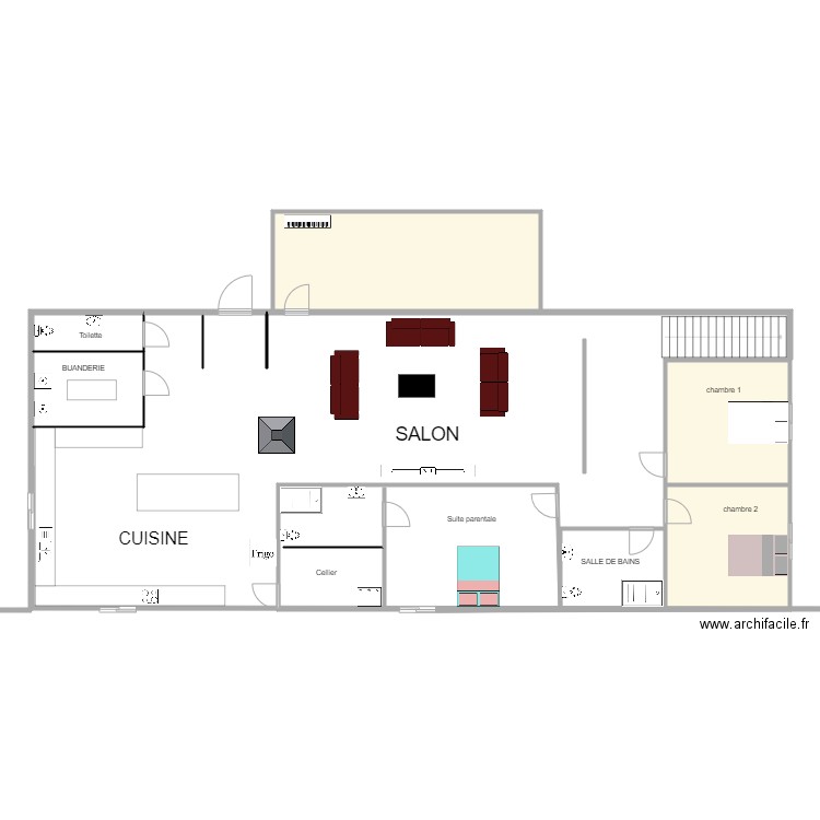 plan maison Marco St Forget. Plan de 3 pièces et 59 m2