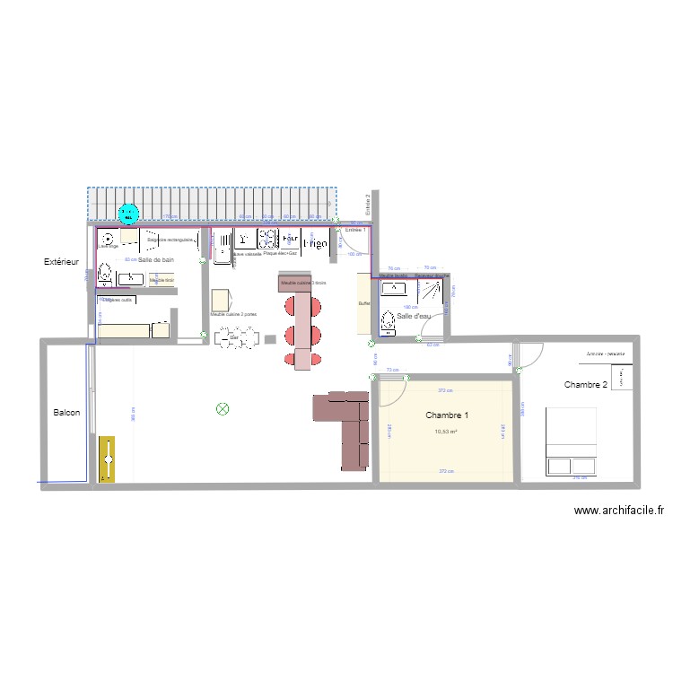 Plan appartement 3. Plan de 1 pièce et 11 m2