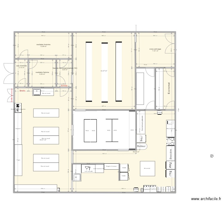 PLO Cuisine V4 vestiaire Didier. Plan de 8 pièces et 191 m2