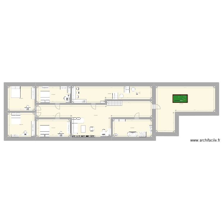 etage grange. Plan de 8 pièces et 259 m2