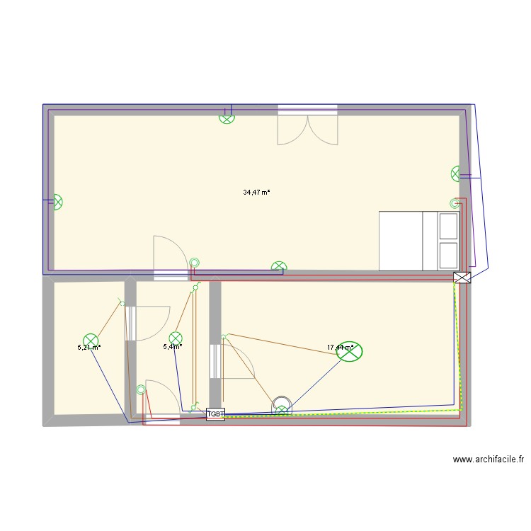 Studio. Plan de 0 pièce et 0 m2