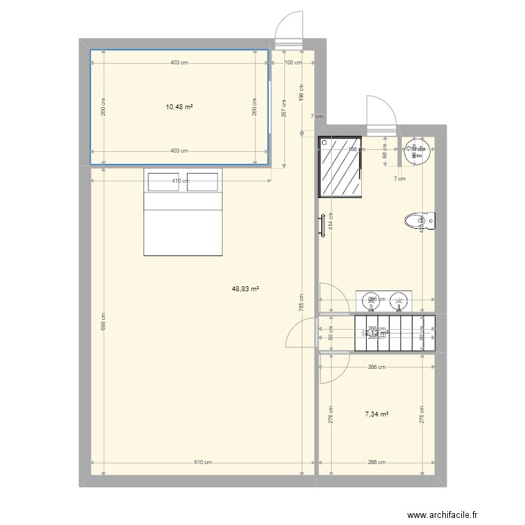 chambre etage benoit delors. Plan de 4 pièces et 69 m2