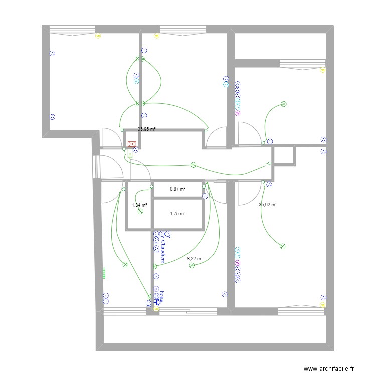 sentenac. Plan de 6 pièces et 84 m2