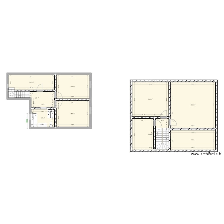 Etage v1. Plan de 9 pièces et 148 m2