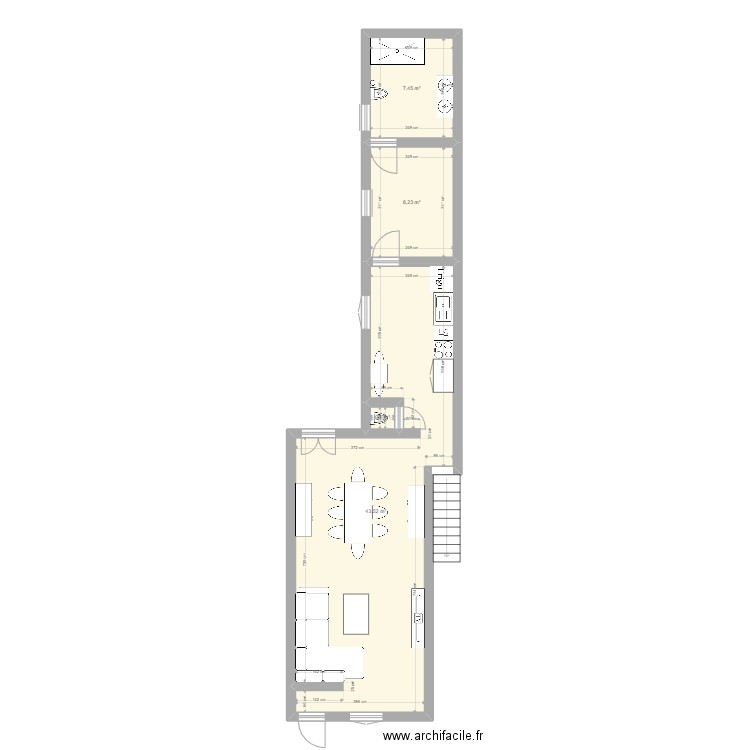 Maison. Plan de 4 pièces et 60 m2