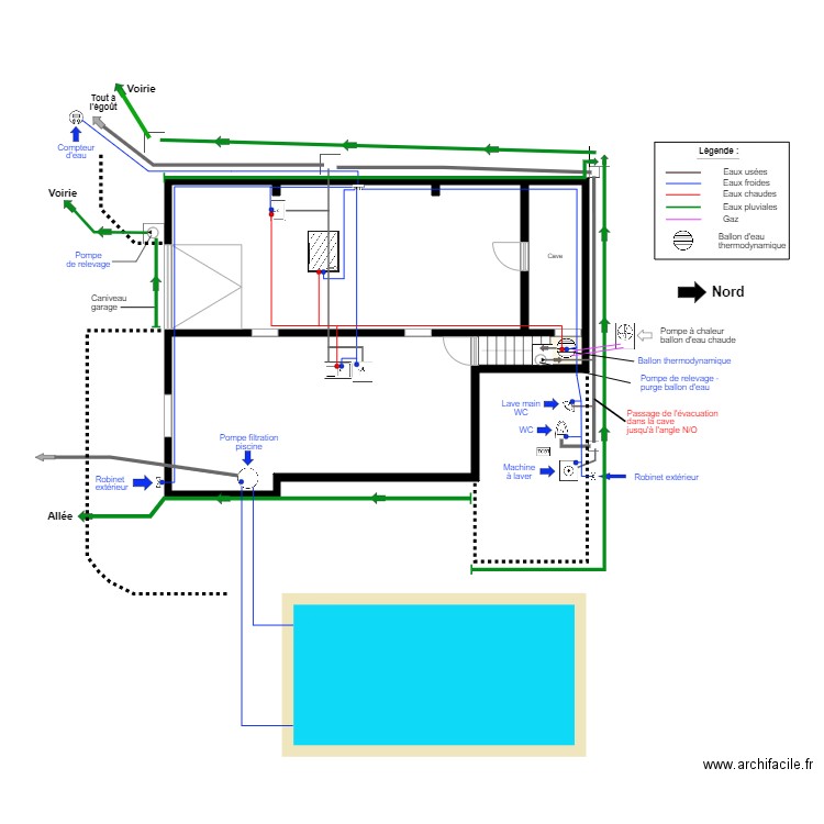 PLAN PLOMBERIE SOUS SOL. Plan de 0 pièce et 0 m2