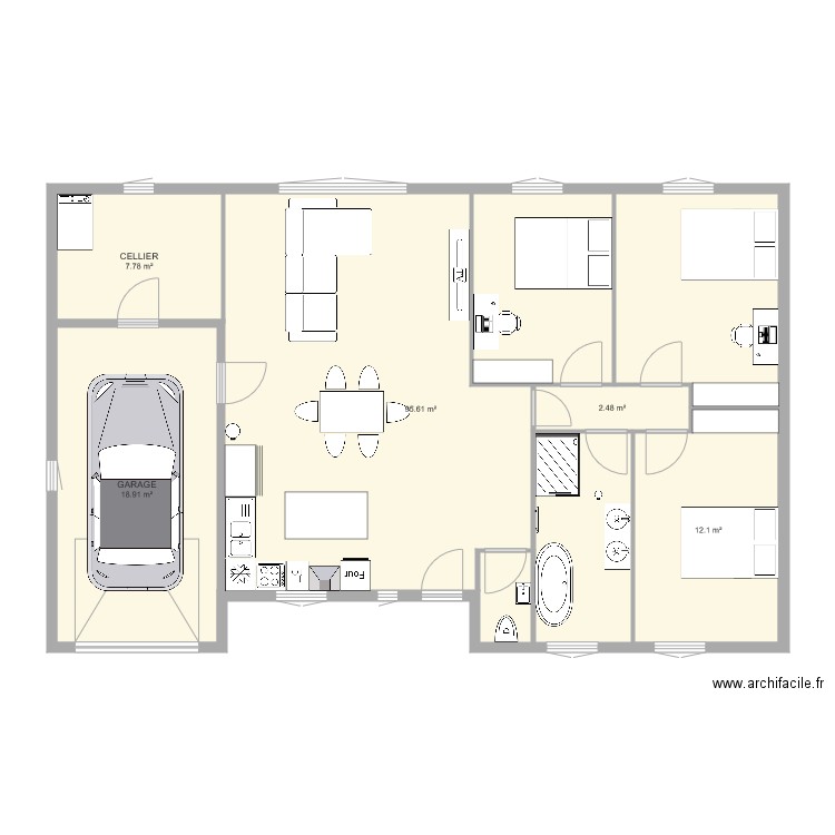 PLAN MAISON RECTANGLE. Plan de 0 pièce et 0 m2