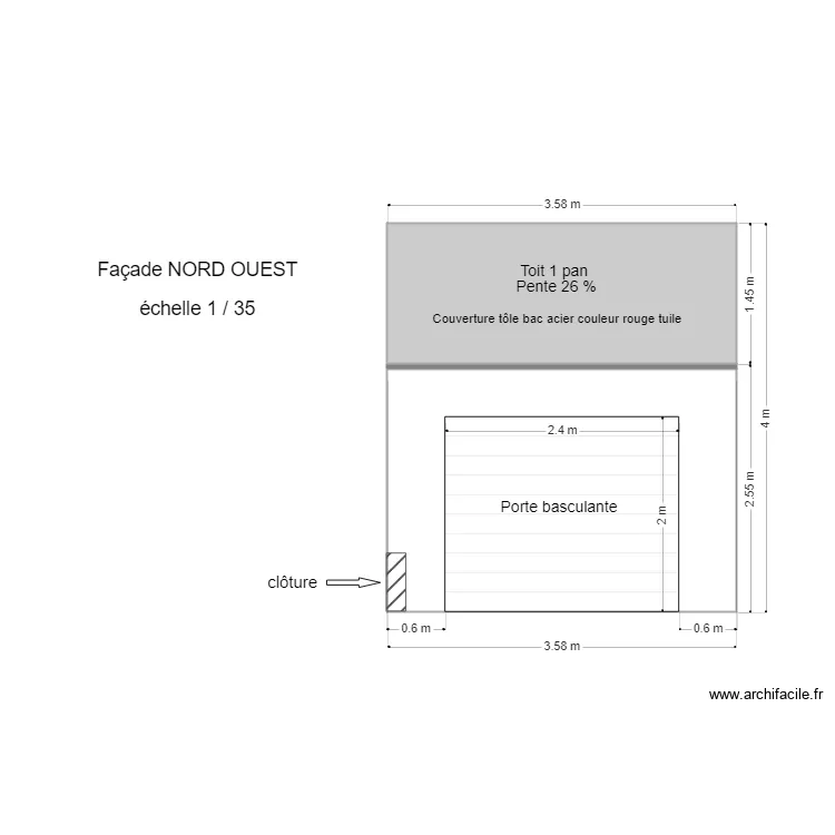 Fa&ccedil;ade Sud Est. Plan de 