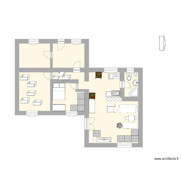 PONTHOILE. Plan de 5 pièces et 25 m2