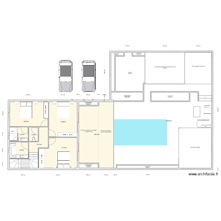 Villa Plan N°1. Plan de 18 pièces et 240 m2