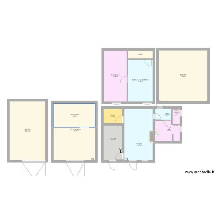 aubriais 2. Plan de 26 pièces et 360 m2