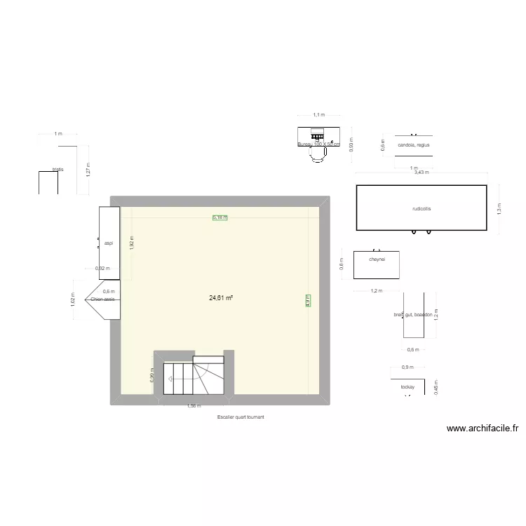 pièce refaite. Plan de pièce refaite. Plan de