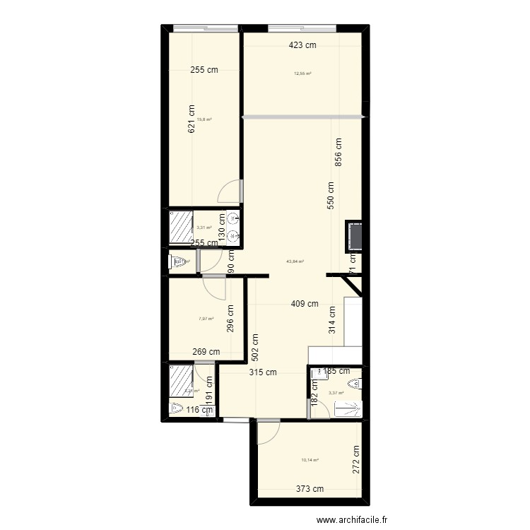 19 Station v1. Plan de 9 pièces et 101 m2