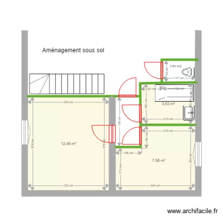 Am&eacute;nagement sous sol 2. Plan de 