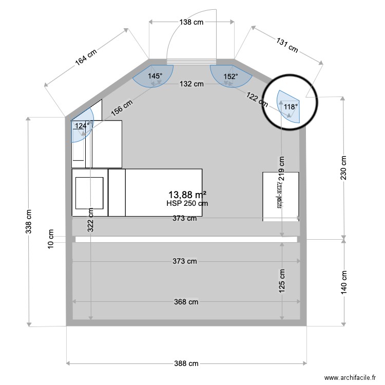 cabane espace. Plan de 1 pièce et 14 m2