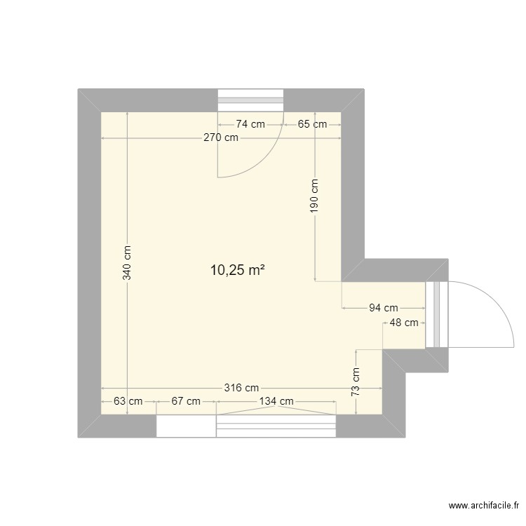 Cuisine . Plan de 1 pièce et 10 m2