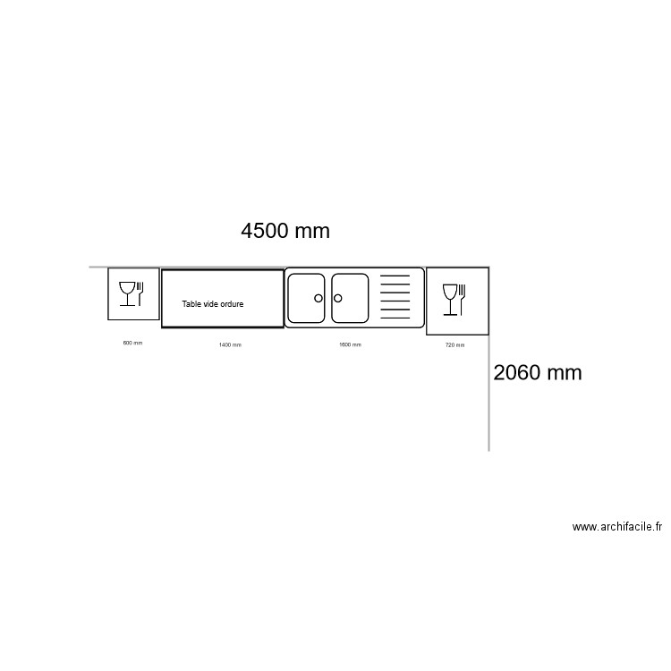 Plonge. Plan de 0 pièce et 0 m2