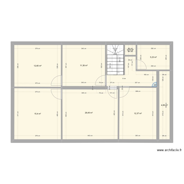 Binoche. Plan de 8 pièces et 89 m2