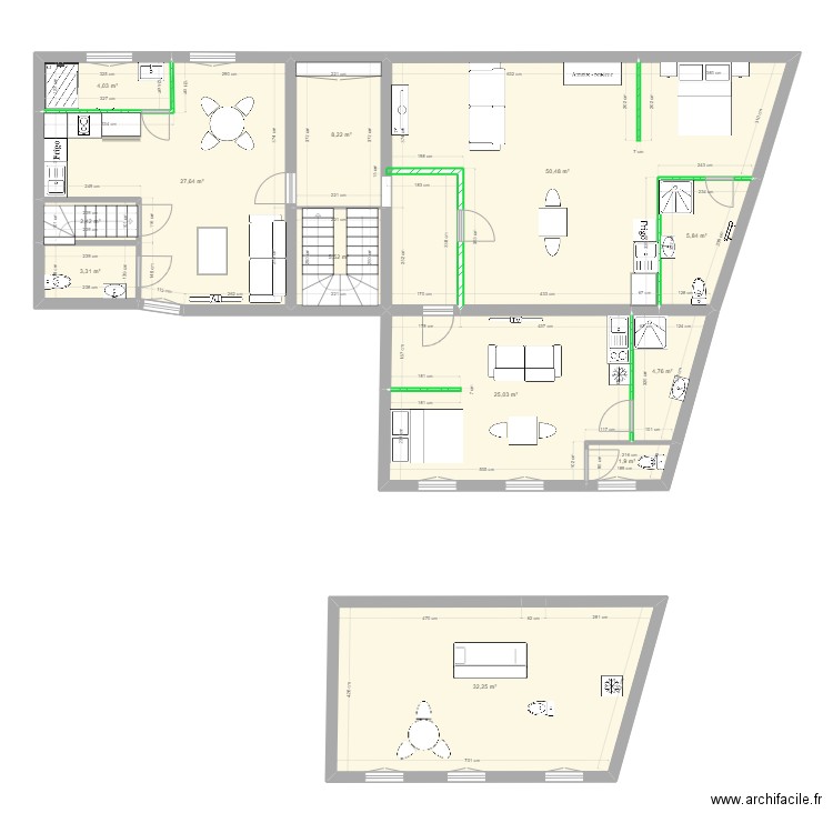 location ancien bureau 2. Plan de 0 pièce et 0 m2