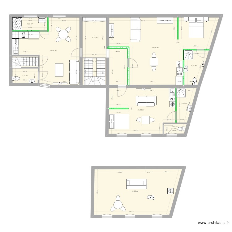 location ancien bureau 2. Plan de 12 pièces et 171 m2