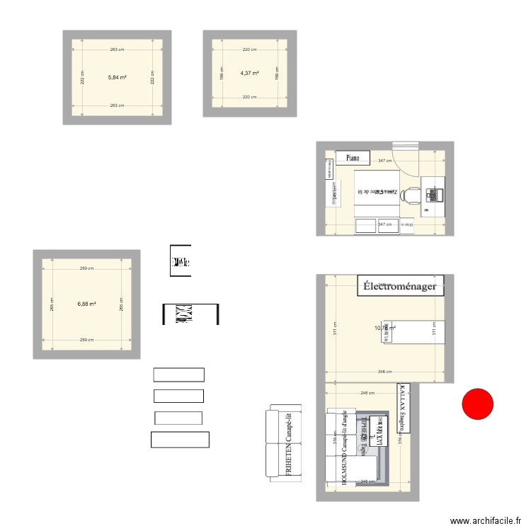 Appartement. Plan de 6 pièces et 44 m2