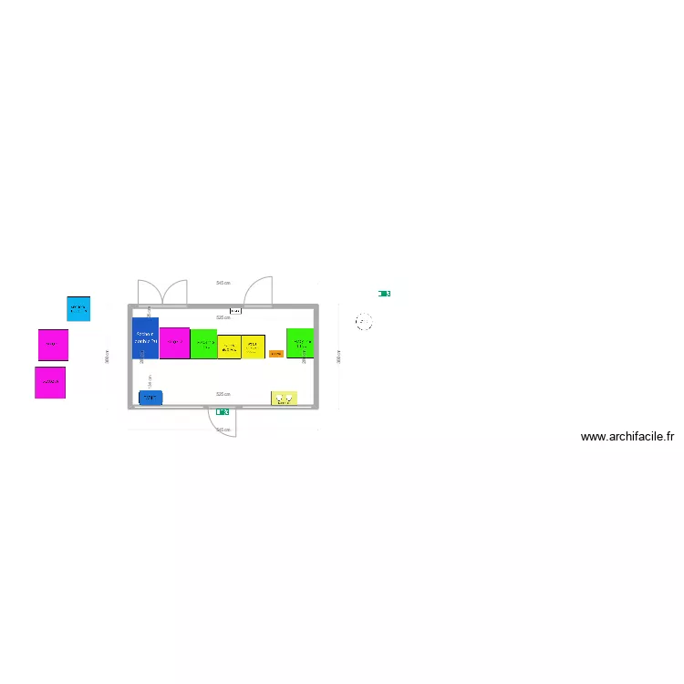 bungalow 6.65 m&egrave;tres. Plan de 