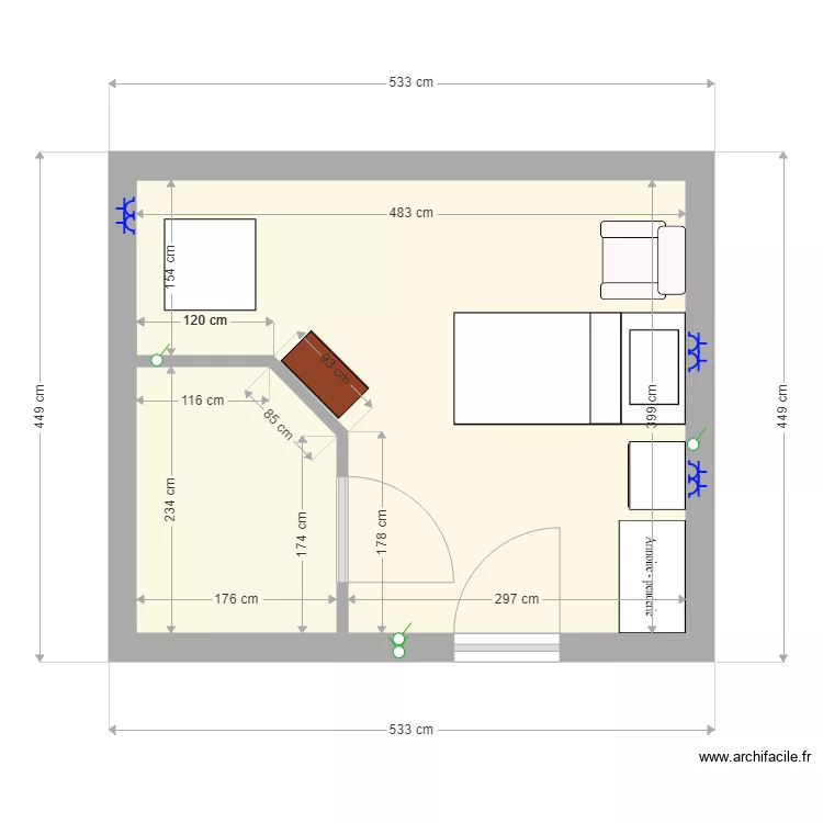 Chambre home. Plan de Chambre home. Plan de