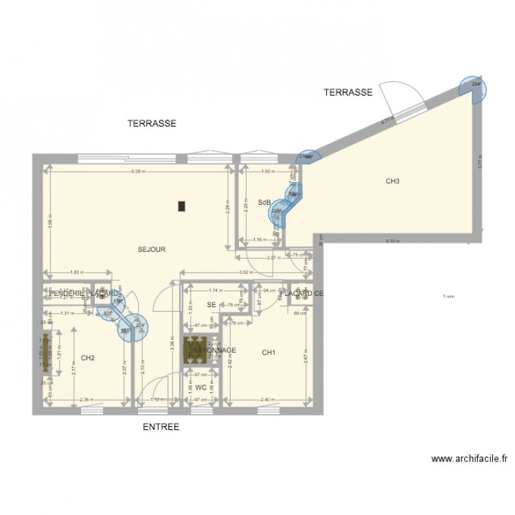 Plan Valloire avec cotation. Plan de 0 pièce et 0 m2