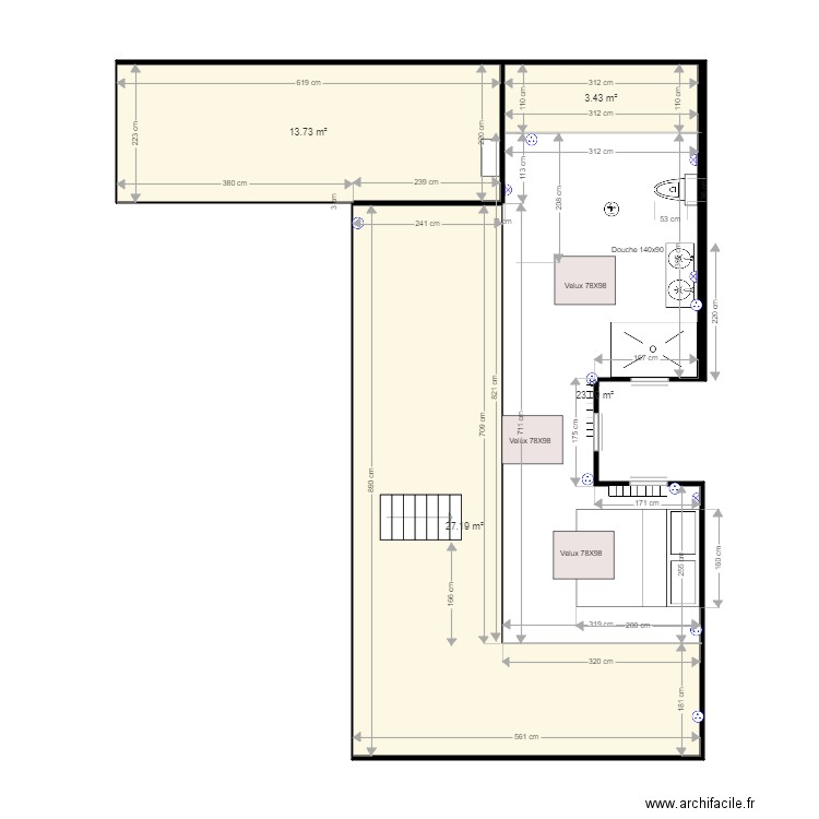 plan grenier 10 Casimir Perier sans mur. Plan de 0 pièce et 0 m2