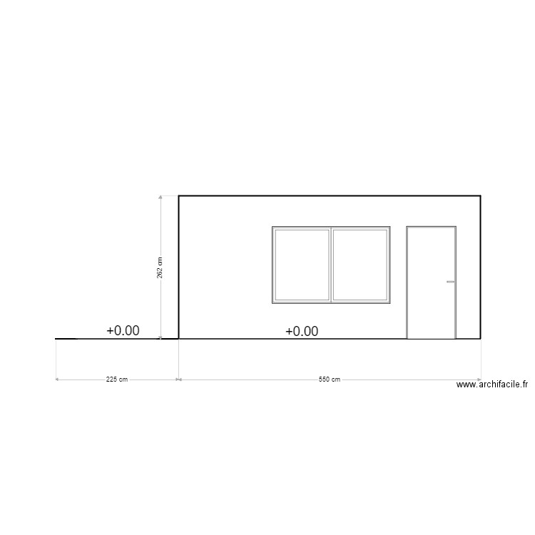 plan de coupe 2. Plan de 1 pièce et 14 m2