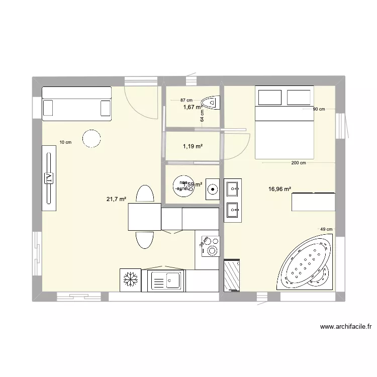 Deuxi&egrave;me gite  r&eacute;duit . Plan de 