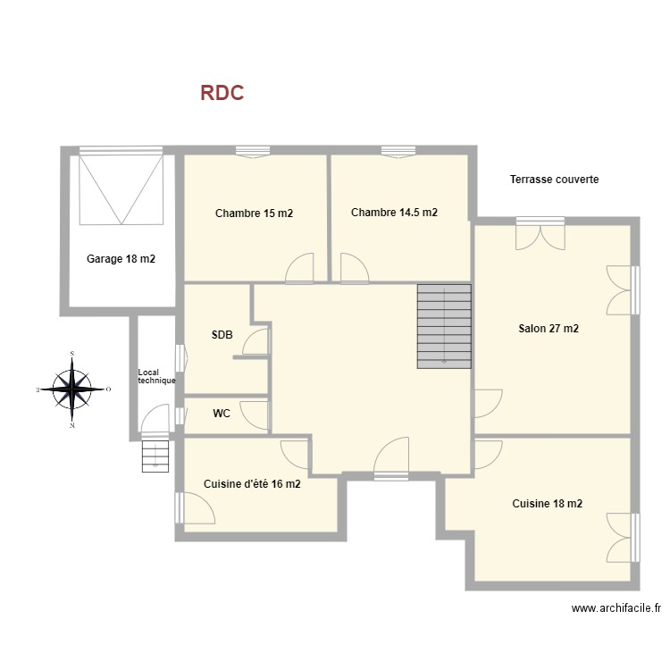 maison Fourcade Lisle en dodon RDC. Plan de 9 pièces et 144 m2