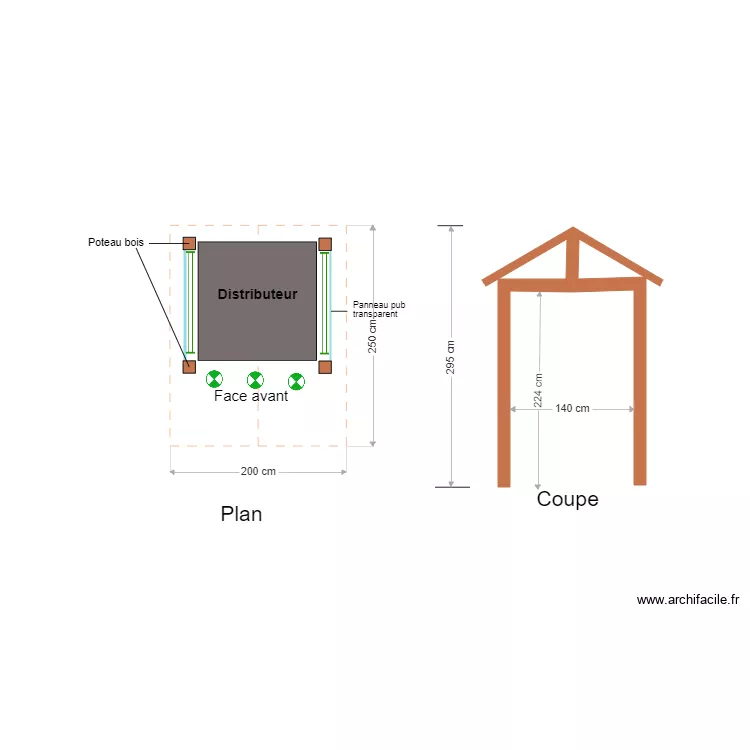 Cabane distributeur. Plan de Cabane distributeur. Plan de