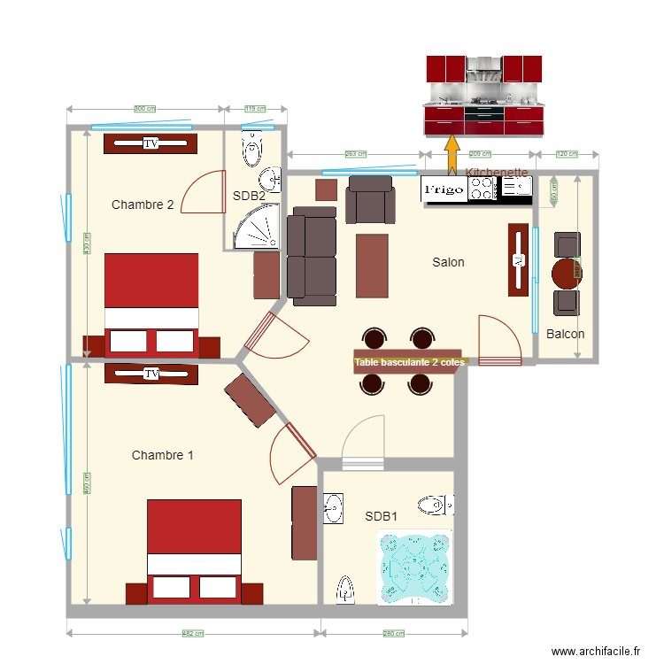 appartement 3eme etage. Plan de 7 pièces et 68 m2