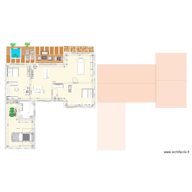 projet maison bis. Plan de 2 pièces et 145 m2