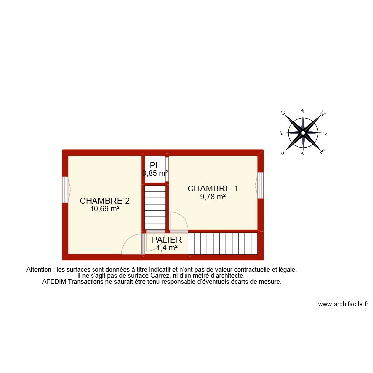 BI 9205 ETAGE 1. Plan de 6 pièces et 26 m2