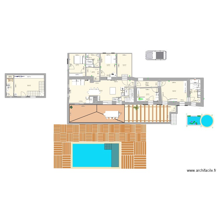 MAISON CAMPAGNE. Plan de 14 pièces et 200 m2