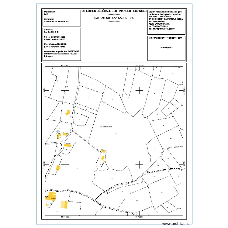 EXTRAIT PLAN CADASTRAL LOCAL ACCESSOIRE. Plan de 0 pièce et 0 m2