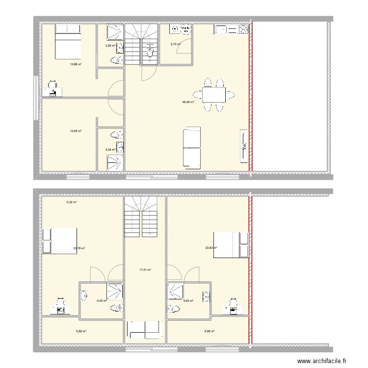 annexe bis. Plan de 15 pièces et 172 m2